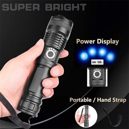 ✨Dobíjecí LED svítilna - Vysoký světelný tok, Voděodolná, Ultra jasná svítilna pro nouzové situace