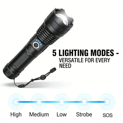 ✨Dobíjecí LED svítilna - Vysoký světelný tok, Voděodolná, Ultra jasná svítilna pro nouzové situace
